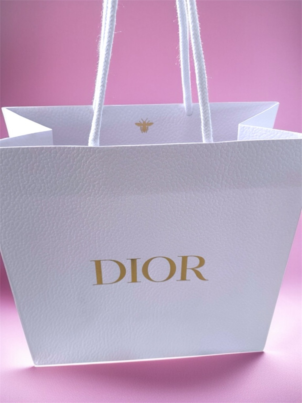 Dior White Paper Tote with Gold Logo